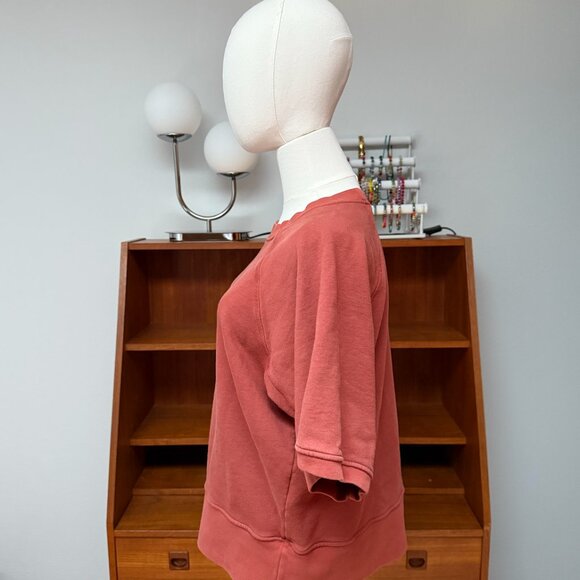 Imogene + Willie Rust Orange Raglan Sweatshirt Short Sleeve Boxy Fit Size Medium - Picture 3 of 5